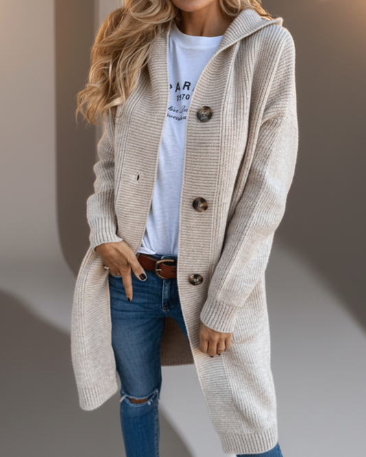 Cora™ | Long Hooded Cardigan