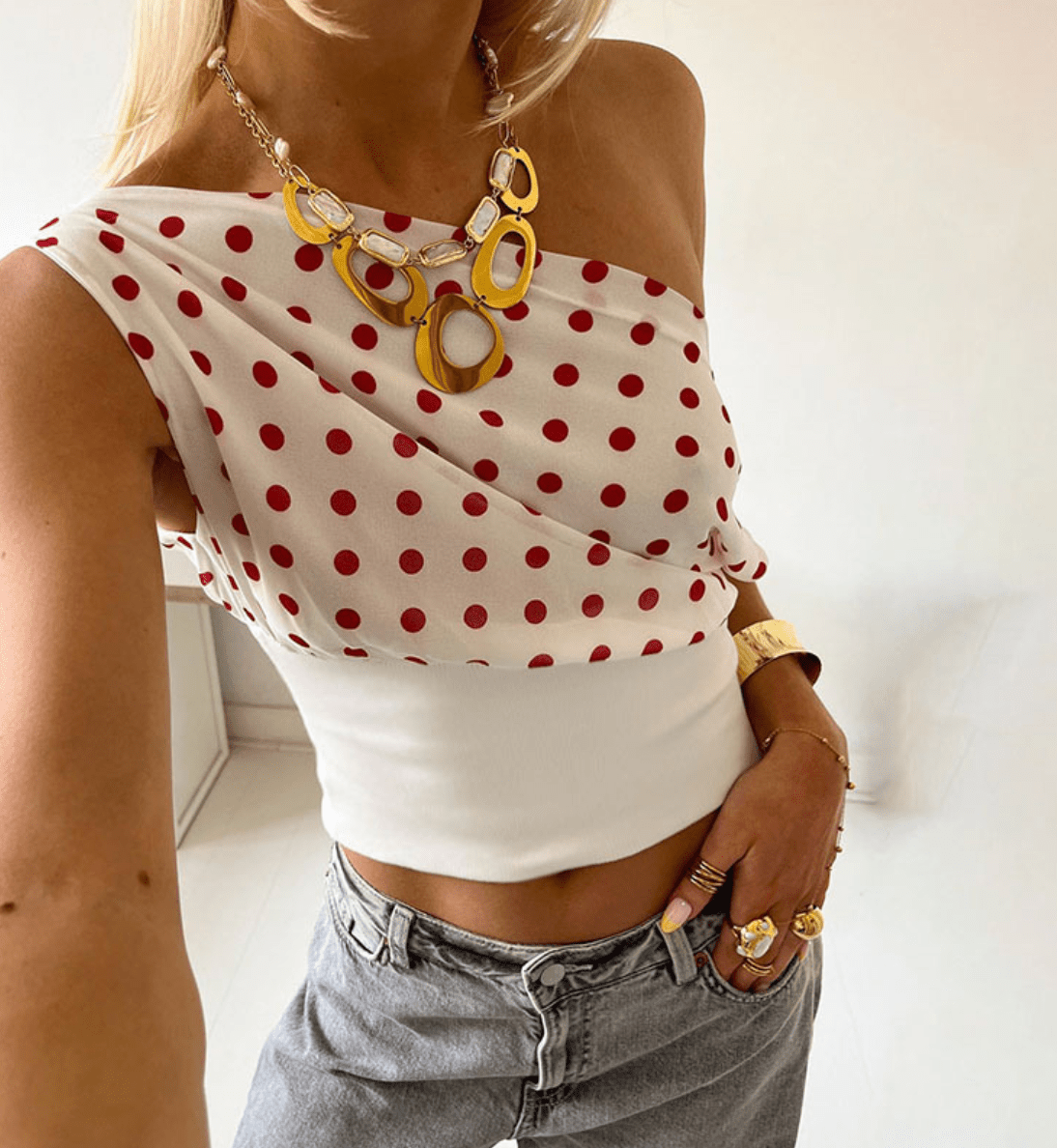 POLKADOT WHITE TOP - SUNDRA