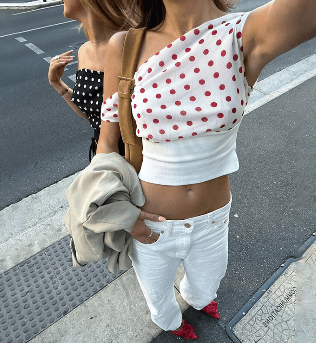 POLKADOT WHITE TOP - SUNDRA