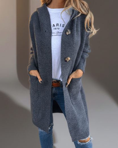 Cora™ | Long Hooded Cardigan