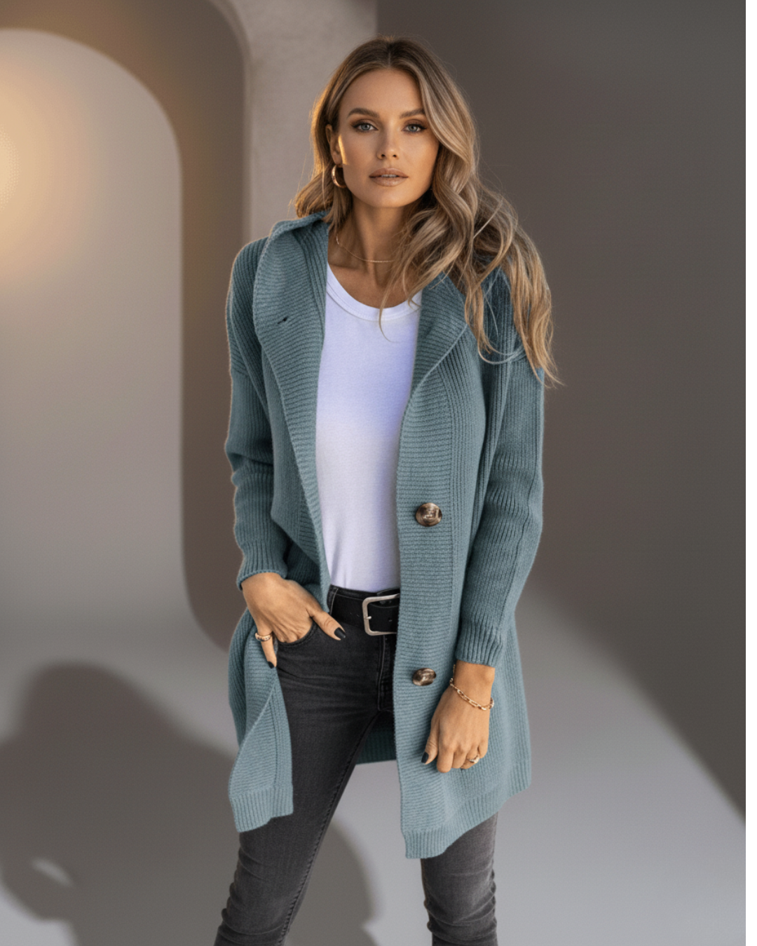 Cora™ | Long Hooded Cardigan