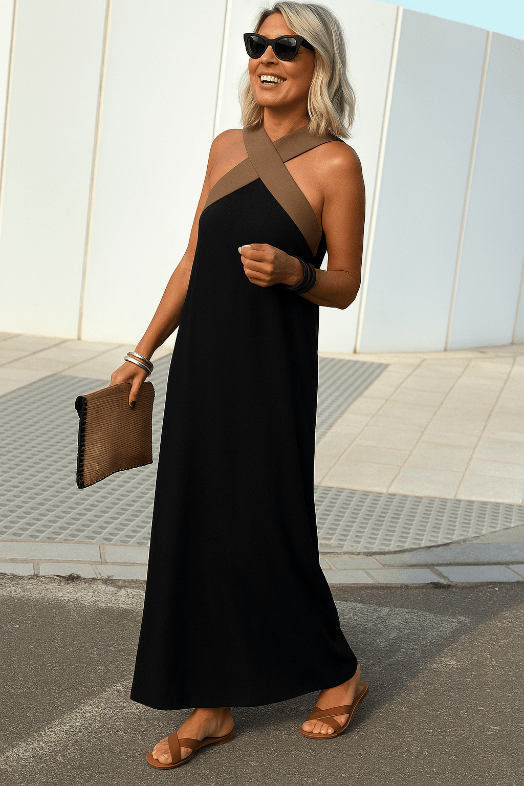 Aimee | Breathable Comfortable Crossed Maxi Dress - SUNDRA