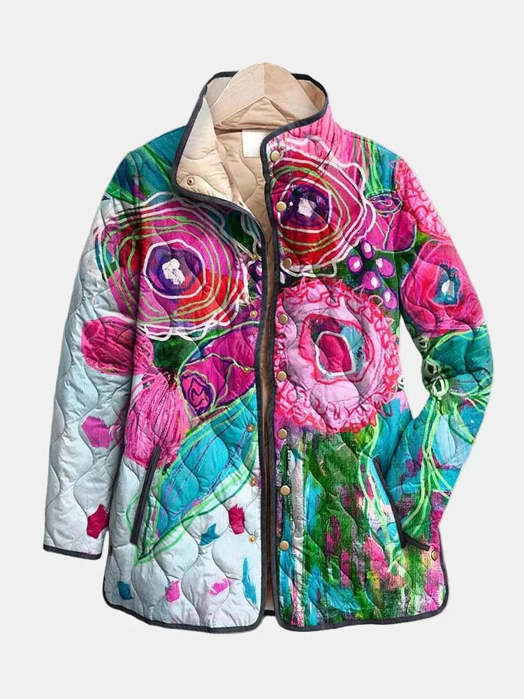 Amaya - Vintage Floral Print Quilted Jacket - SUNDRA