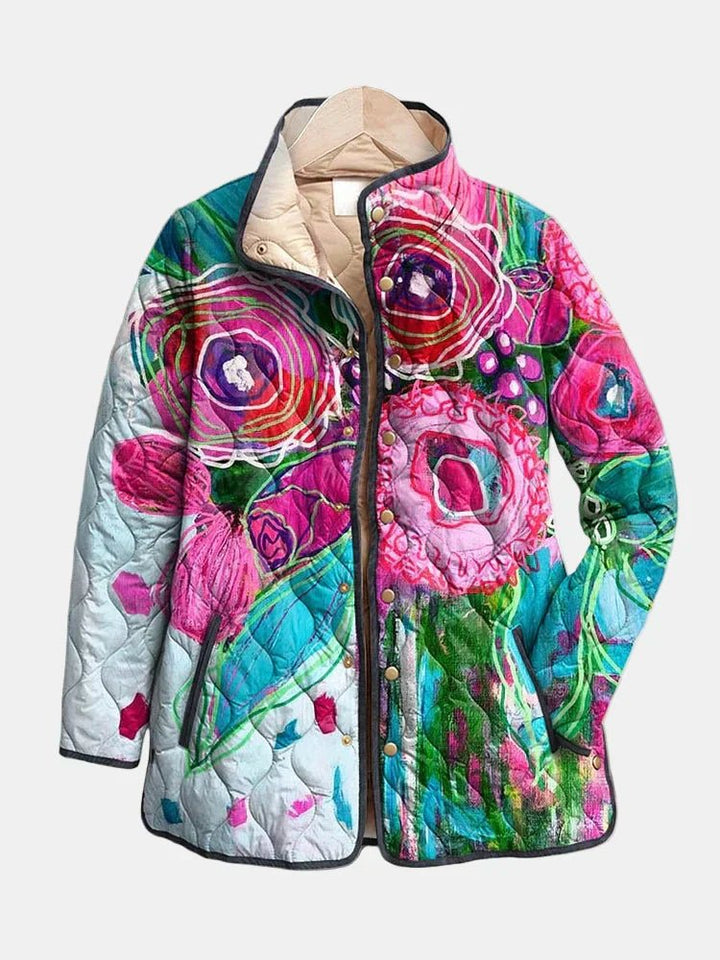Amaya - Vintage Floral Print Quilted Jacket - SUNDRA