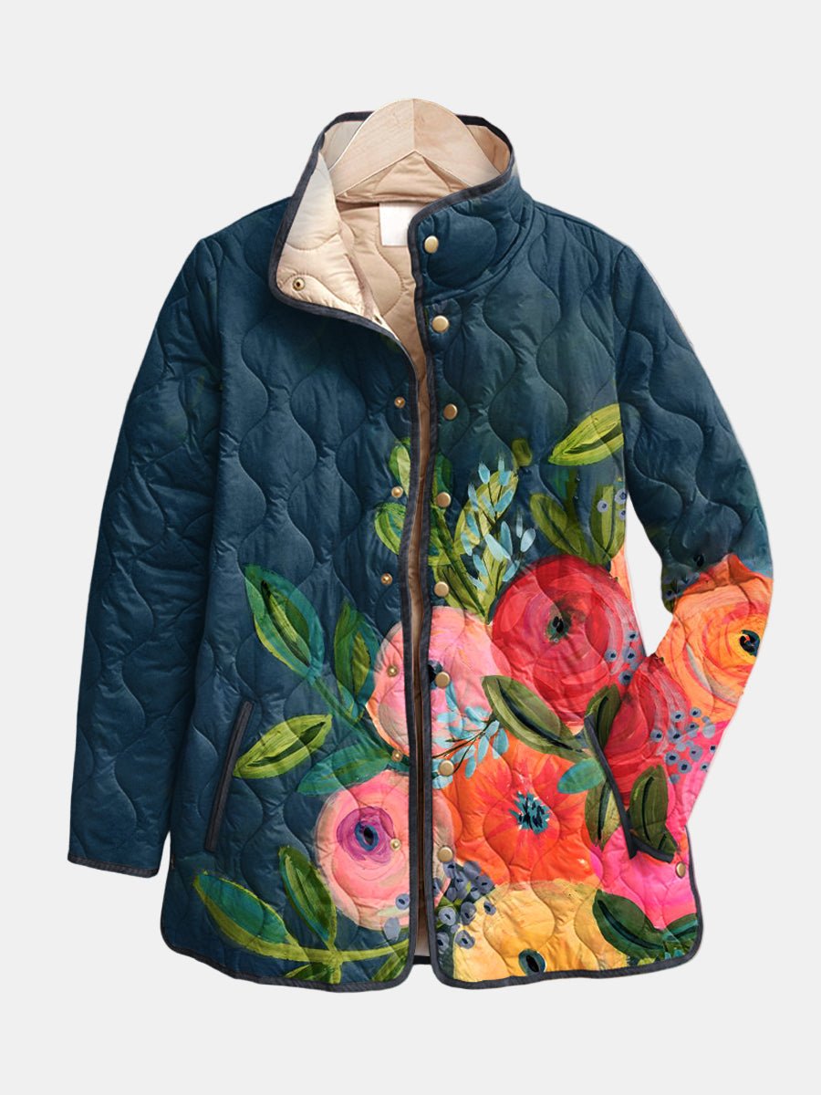 Amaya - Vintage Floral Print Quilted Jacket - SUNDRA