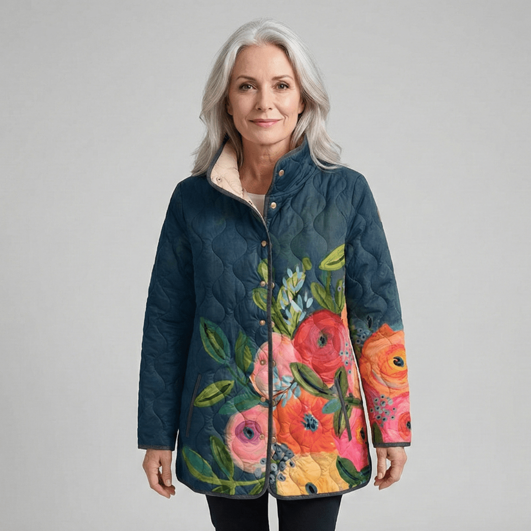 Amaya - Vintage Floral Print Quilted Jacket - SUNDRA