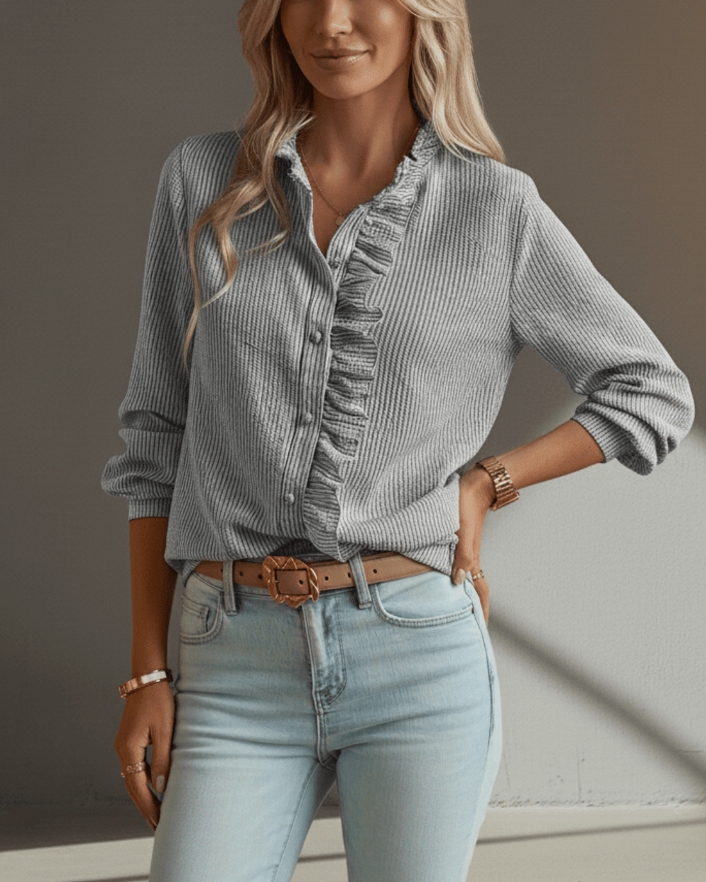 Amelia™ | Elegant Ruffle Shirt - SUNDRA