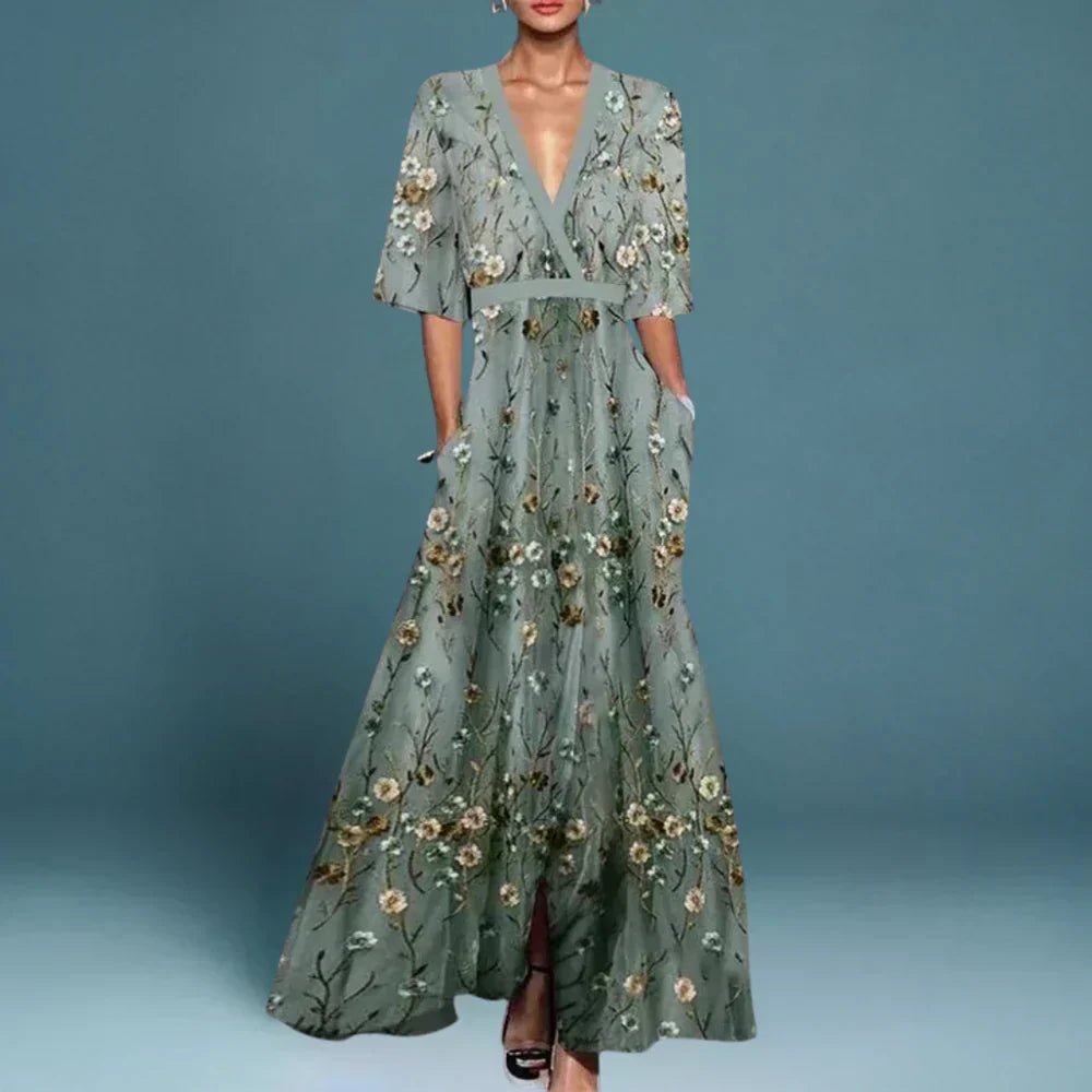 Amy™ | Elegant Maxi Dress with Floral Pattern - SUNDRA