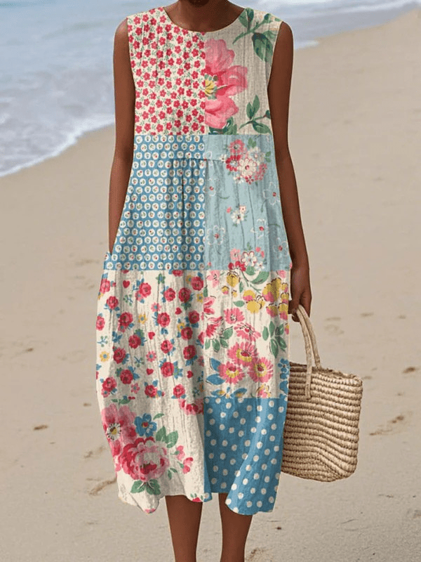 Anna™ Patchwork Midi Dress - SUNDRA