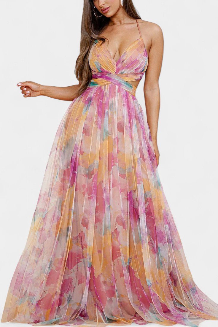 Athena | Watercolour Maxi Dress - SUNDRA
