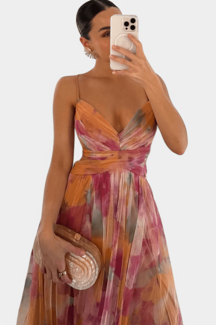 Athena | Watercolour Maxi Dress - SUNDRA