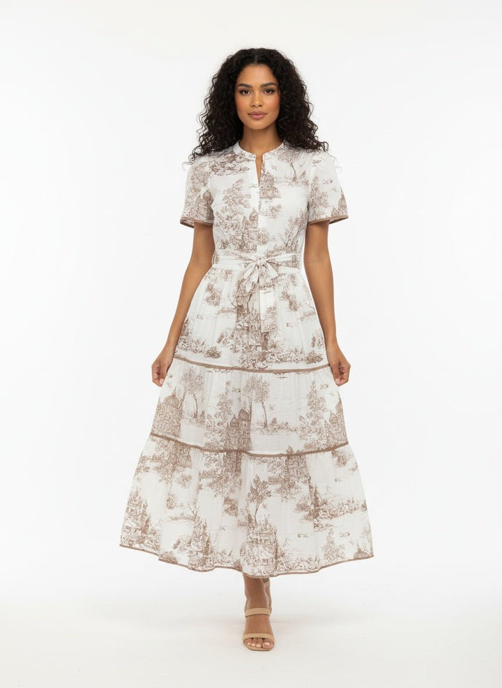 Blythe | Ruched Print Tiered Maxi Dress - SUNDRA