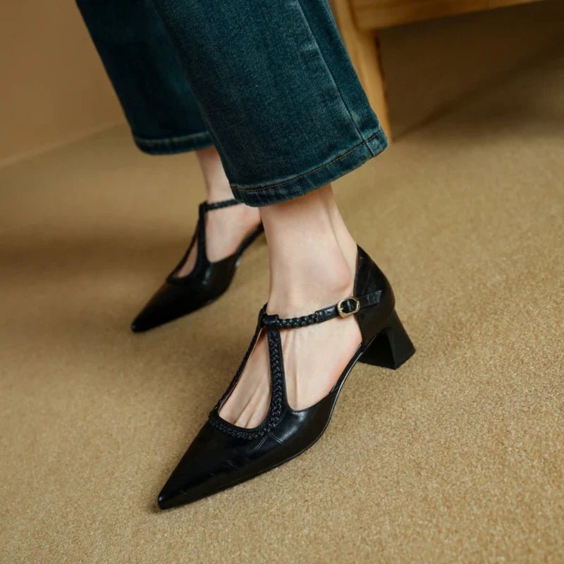 Eleanor™ | Classic Braided T - Strap Heels - SUNDRA