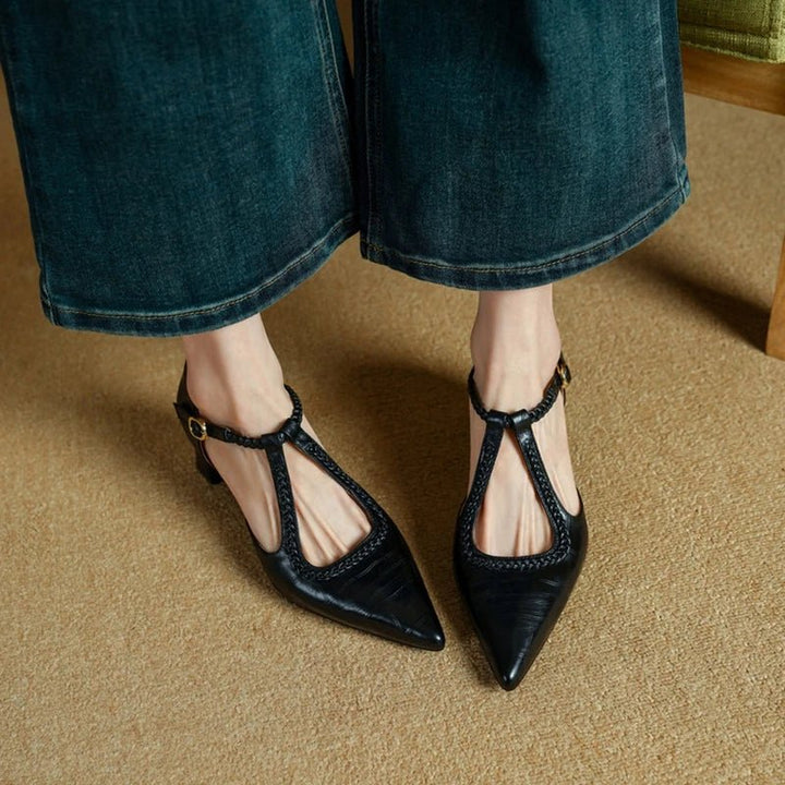 Eleanor™ | Classic Braided T - Strap Heels - SUNDRA
