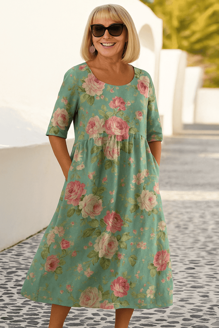 Emerald | Relaxed Midi Dress - SUNDRA