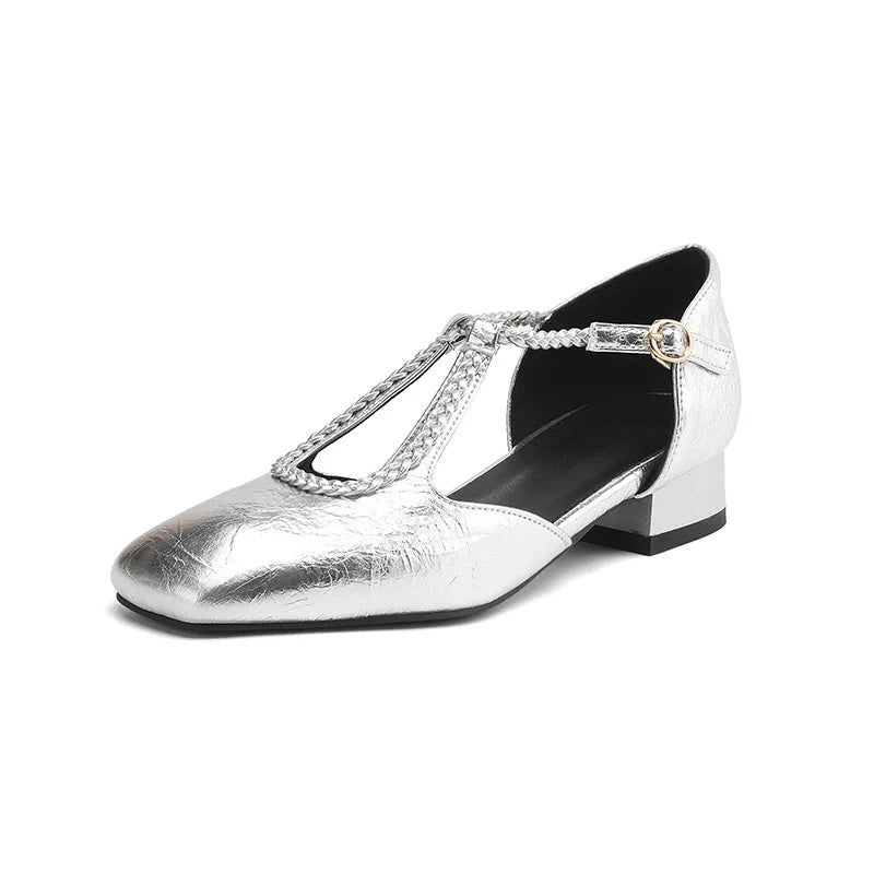 Estelle | Retro Leather Flats - SUNDRA