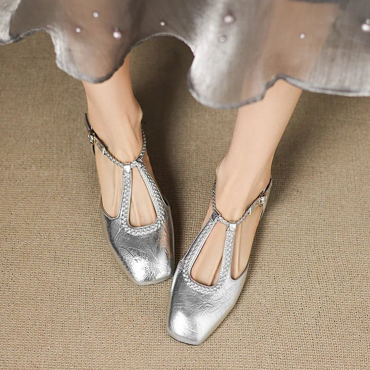 Estelle | Retro Leather Flats - SUNDRA