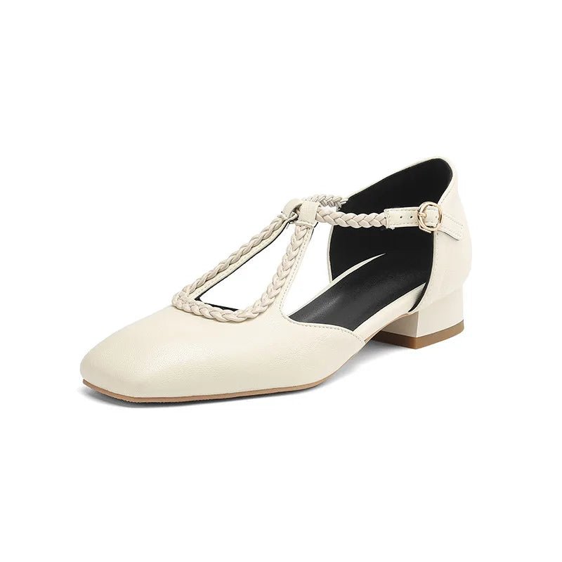 Estelle | Retro Leather Flats - SUNDRA