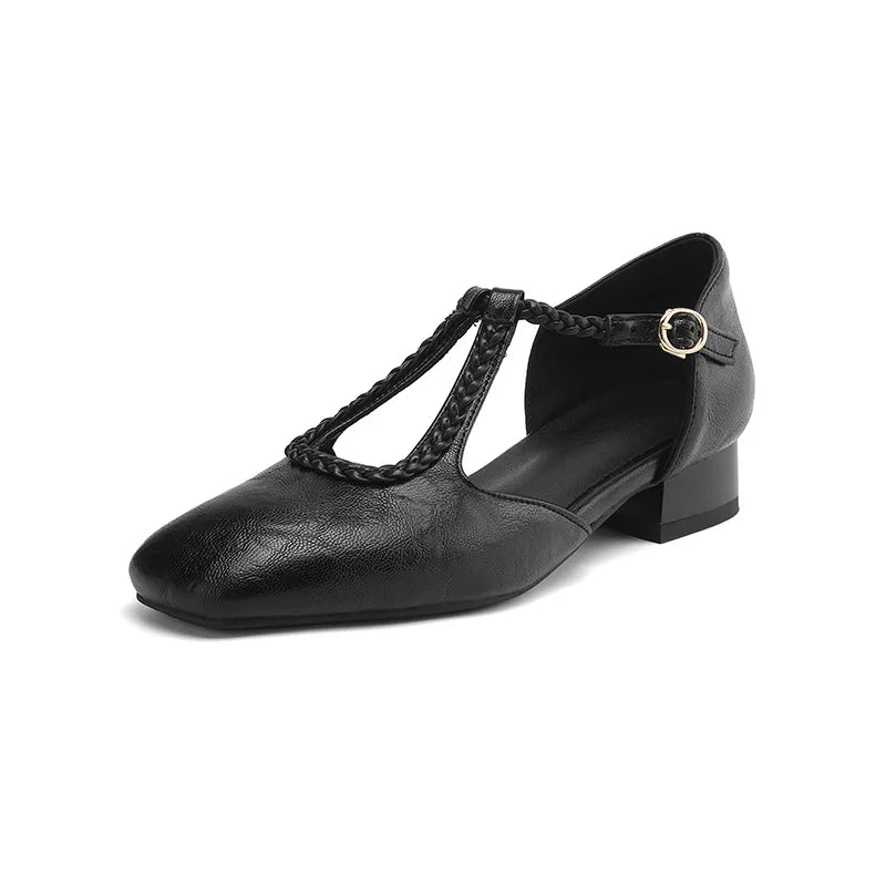 Estelle | Retro Leather Flats - SUNDRA