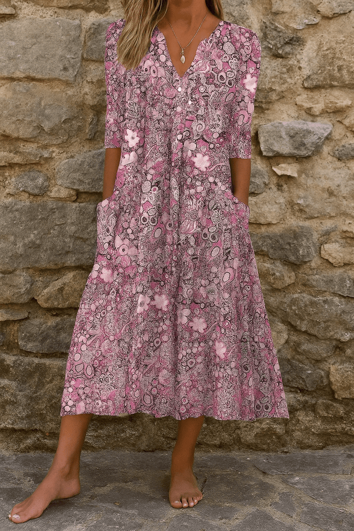 Harlow Elegant Dress with V - Neck - SUNDRA