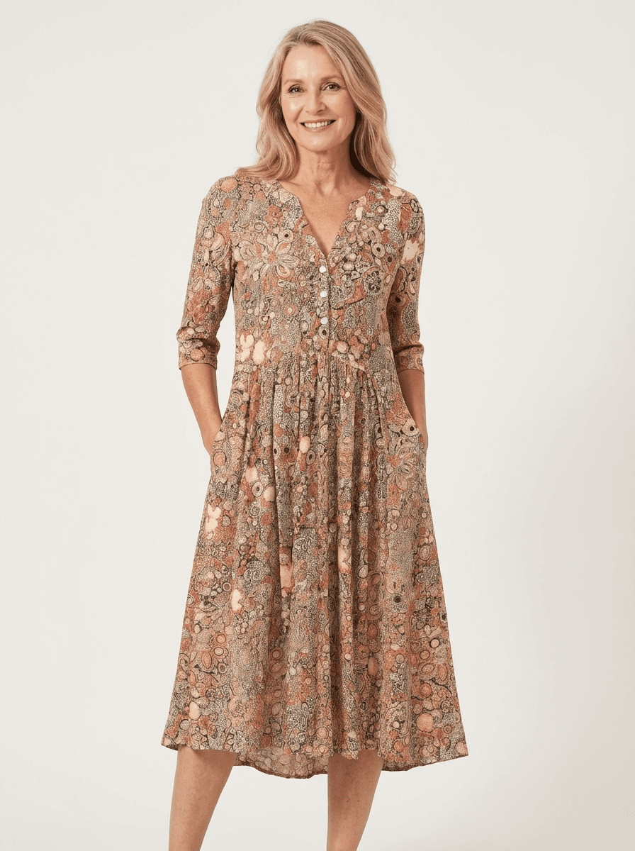 Harlow Elegant Dress with V - Neck - SUNDRA