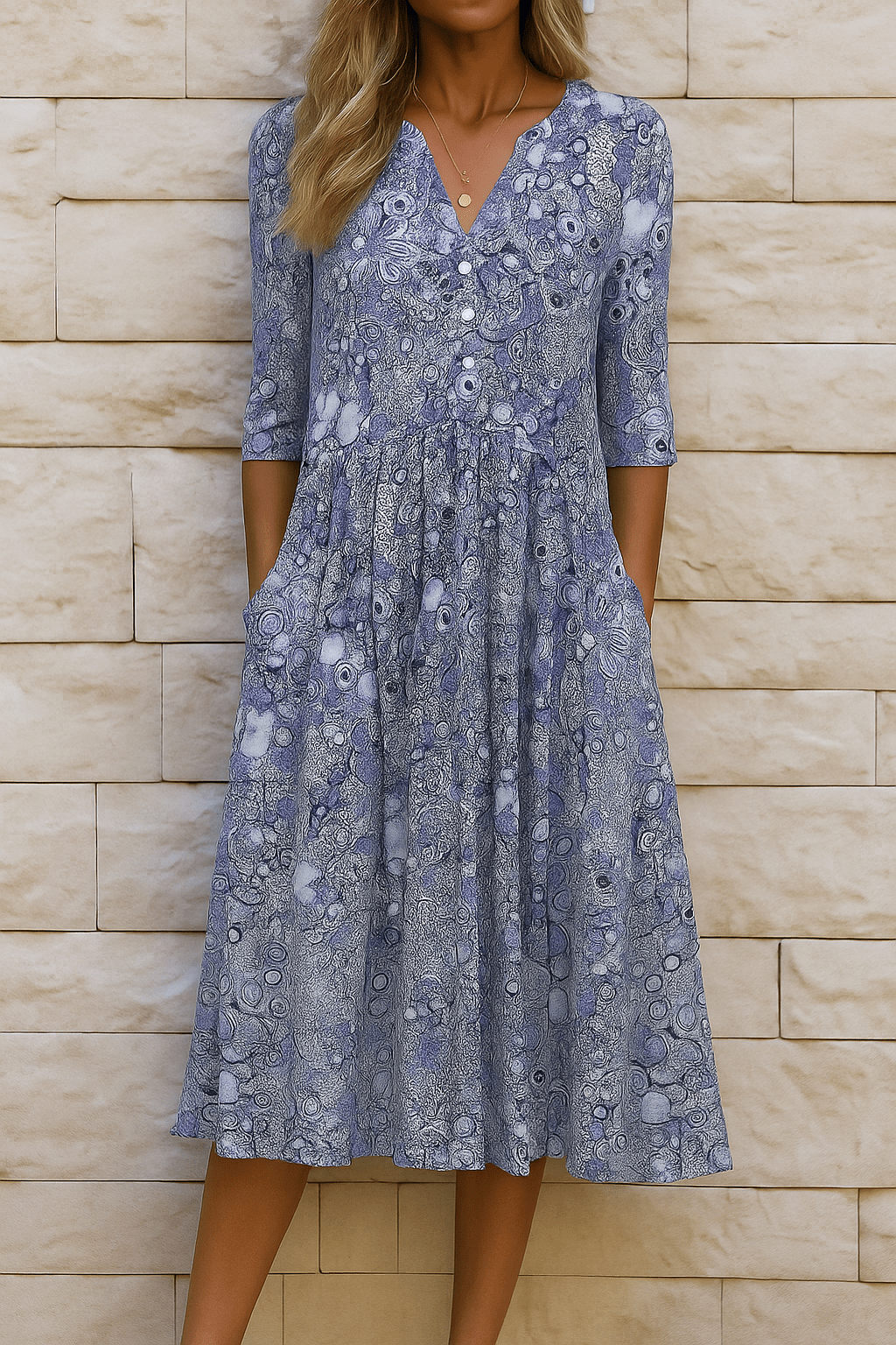 Harlow Elegant Dress with V - Neck - SUNDRA