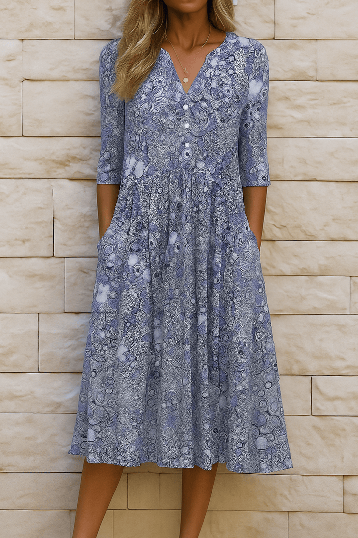 Harlow Elegant Dress with V - Neck - SUNDRA