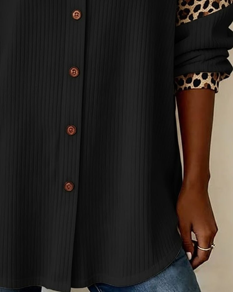 Jordana™ | Bold Leopard Print Button - Down Shirt - SUNDRA