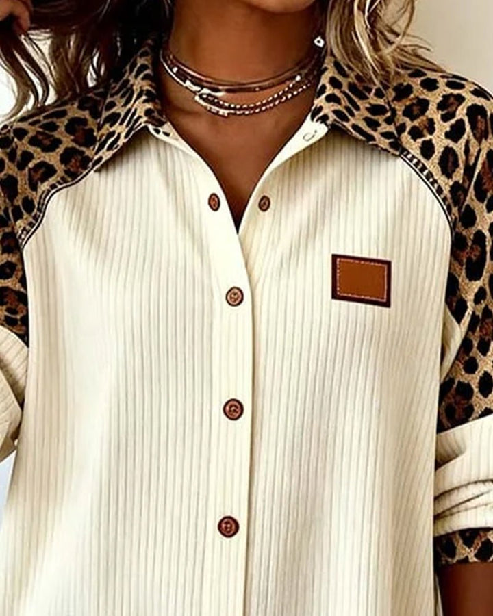 Jordana™ | Bold Leopard Print Button - Down Shirt - SUNDRA