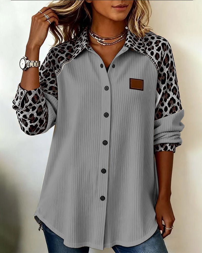 Jordana™ | Bold Leopard Print Button - Down Shirt - SUNDRA