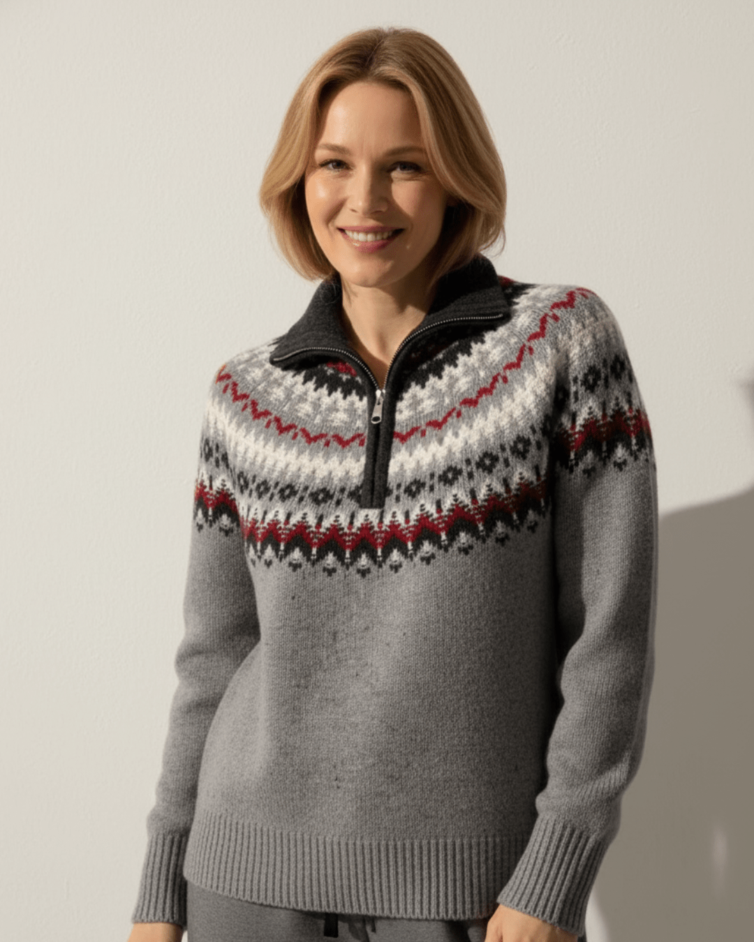 Kaia™ | Nordic Woolen Half - Zip Knit - SUNDRA