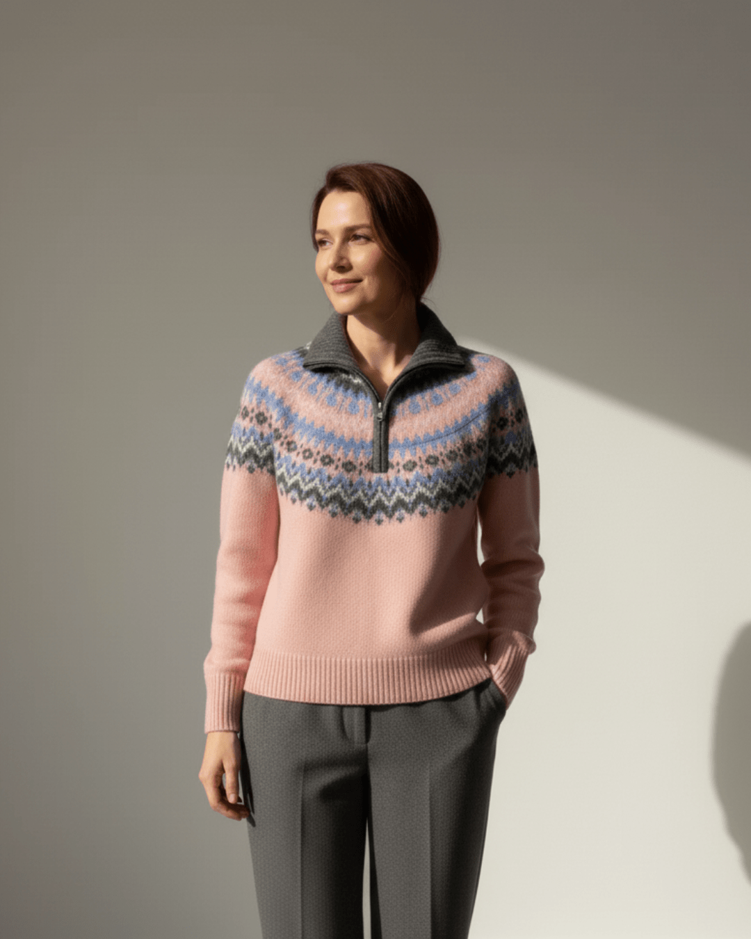 Kaia™ | Nordic Woolen Half - Zip Knit - SUNDRA