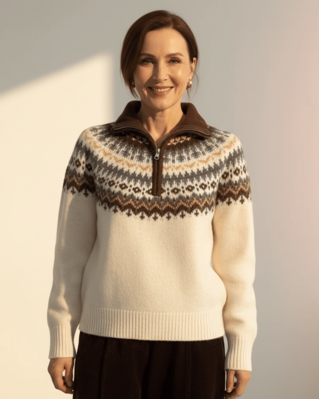 Kaia™ | Nordic Woolen Half - Zip Knit - SUNDRA