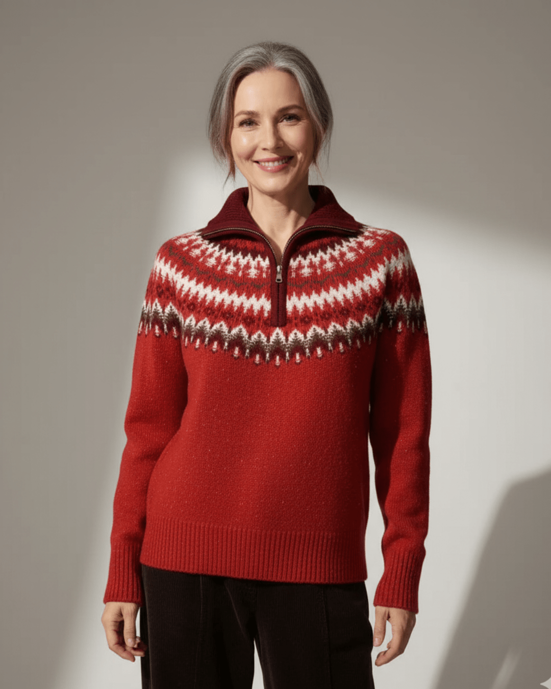 Kaia™ | Nordic Woolen Half - Zip Knit - SUNDRA