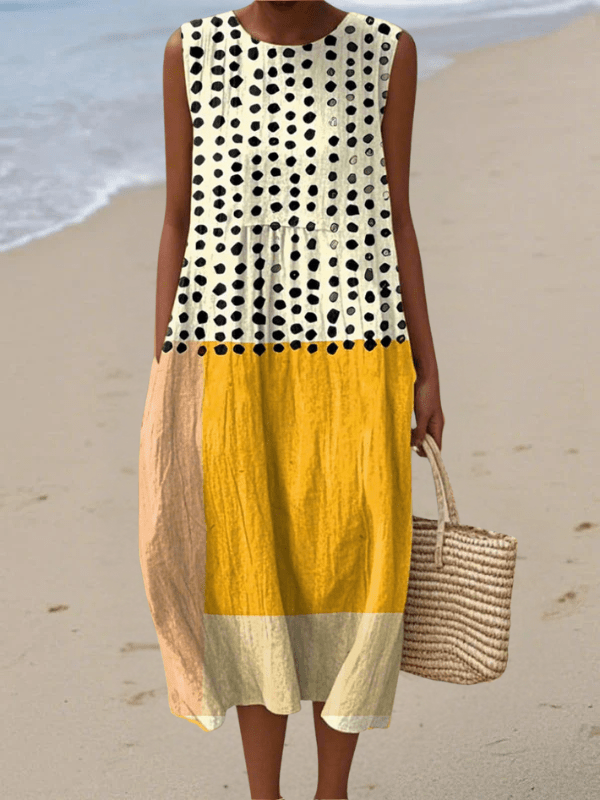 Leah™ Polka Colorblock Midi Dress - SUNDRA