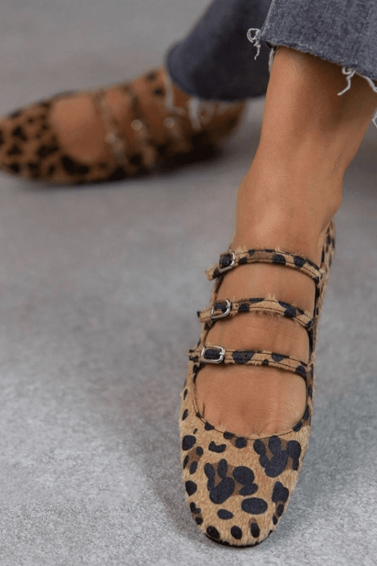 LEOPARD BUCKLE FLATS - SUNDRA