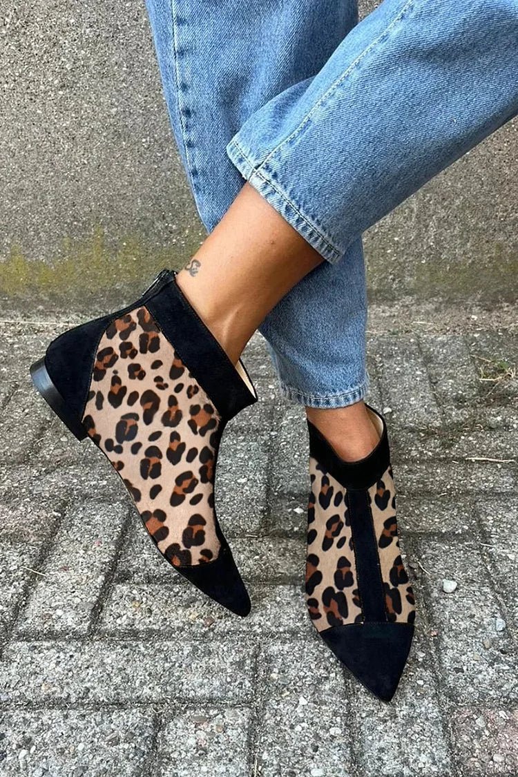 LEOPARD PRINT ANKLE BOOT WITH POINTED TOE - SUNDRA