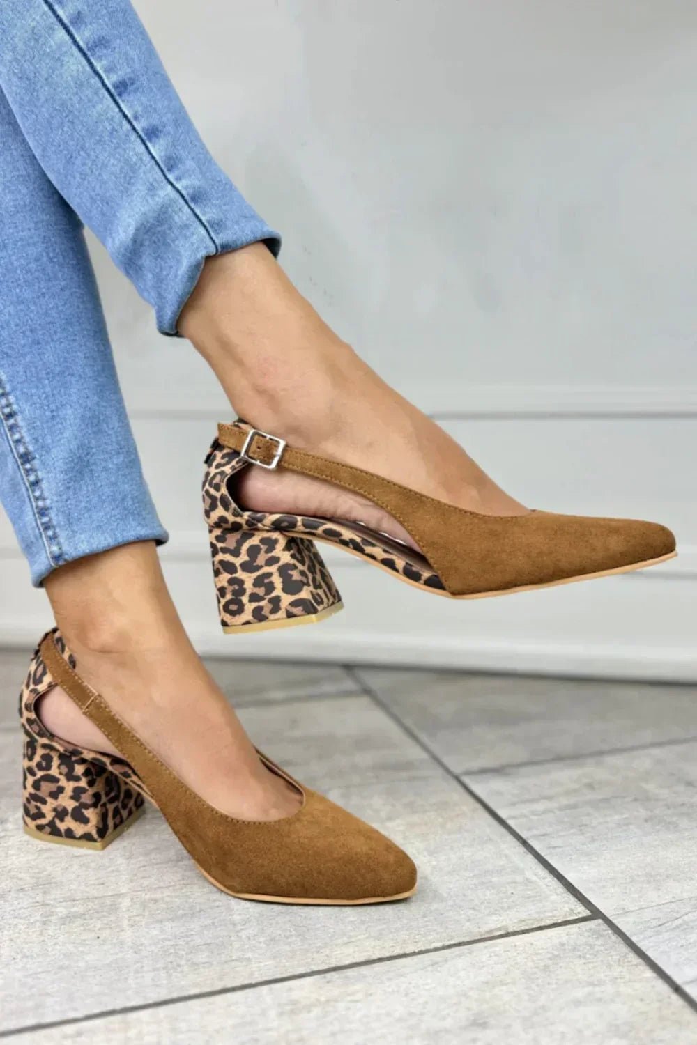 LEOPARD PRINT HEEL SLINGBACKS - SUNDRA