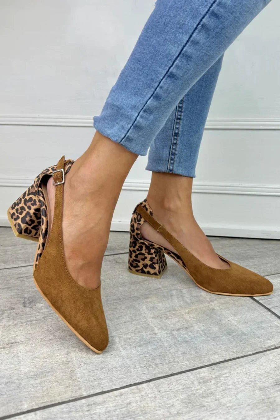 LEOPARD PRINT HEEL SLINGBACKS - SUNDRA