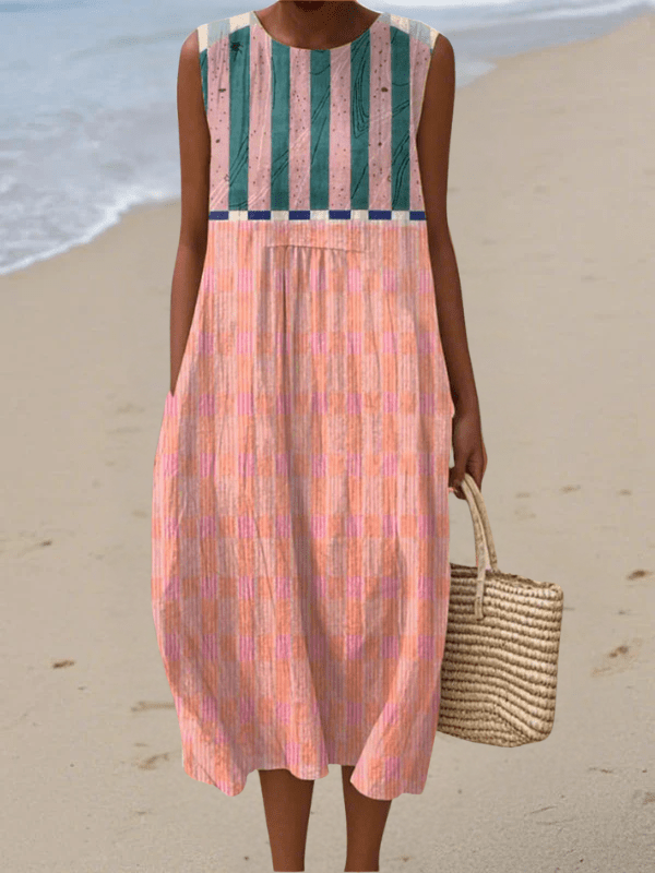 Lily™ Striped Pastel Midi Dress - SUNDRA