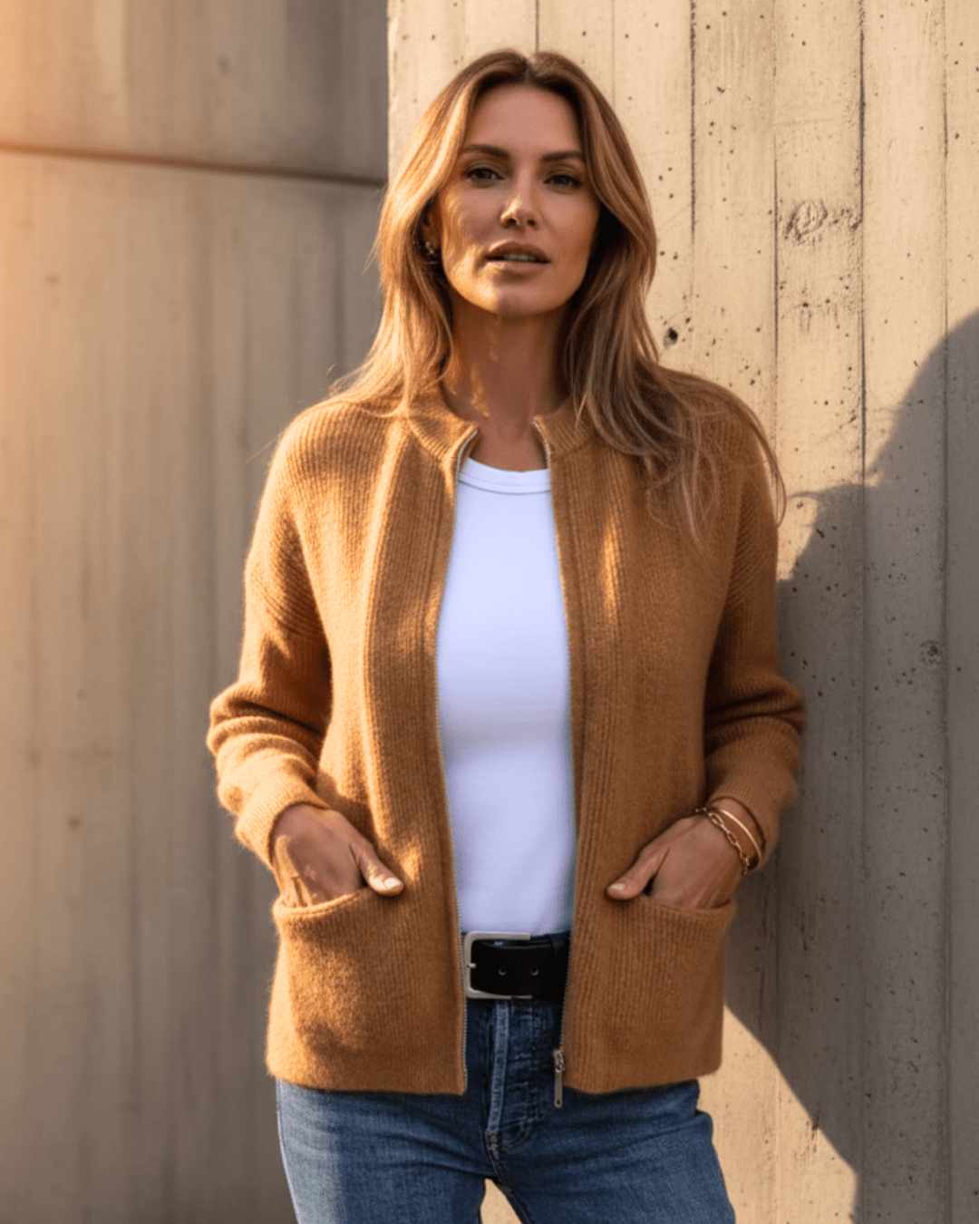 Liv™ | Zip - Up Knitted Cardigan - SUNDRA