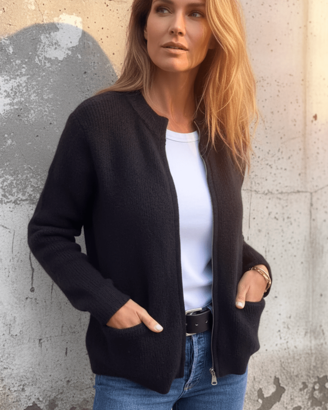 Liv™ | Zip - Up Knitted Cardigan - SUNDRA