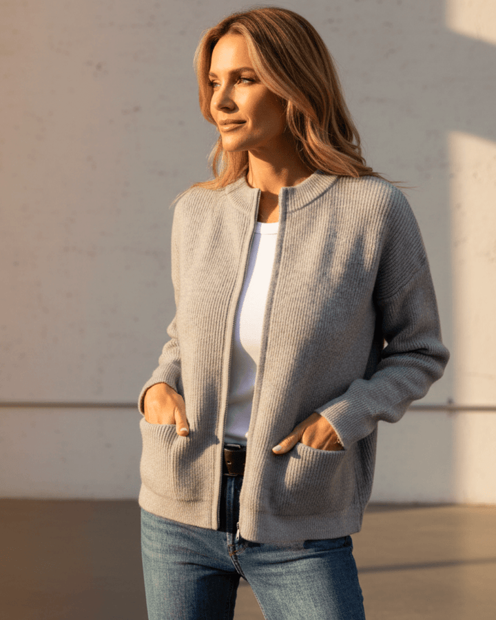 Liv™ | Zip - Up Knitted Cardigan - SUNDRA