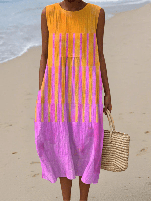 Lucy™ Sunset Stripe Midi Dress - SUNDRA