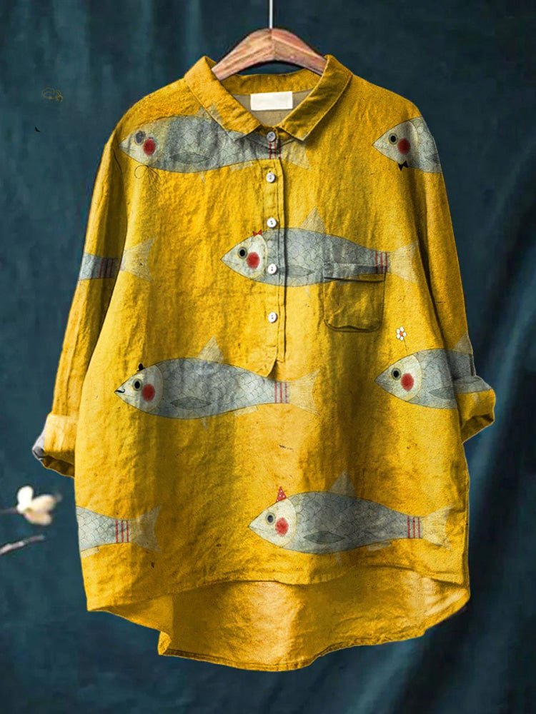 Marina | Playful Fish Print Shirt - SUNDRA