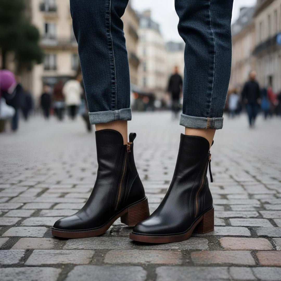 Martina™ | Classic Leather Heel Boots - SUNDRA