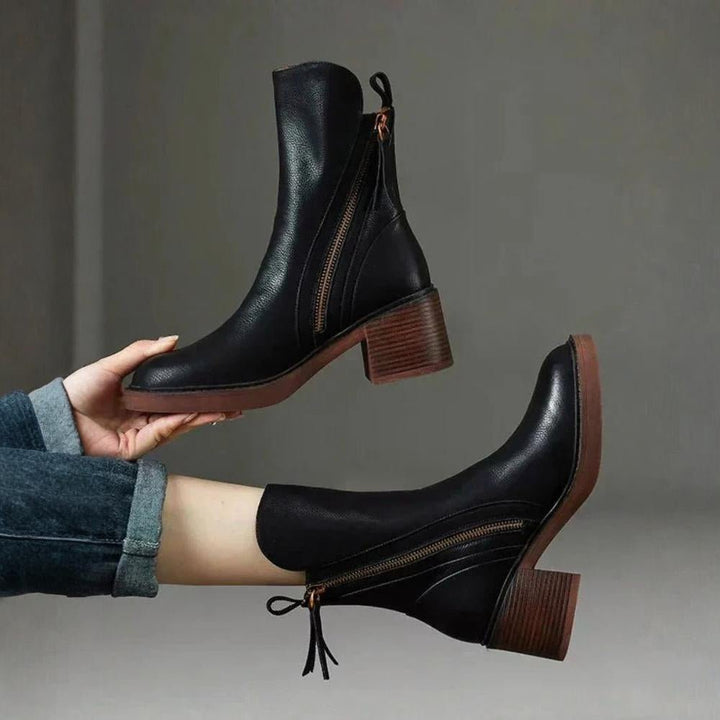 Martina™ | Classic Leather Heel Boots - SUNDRA
