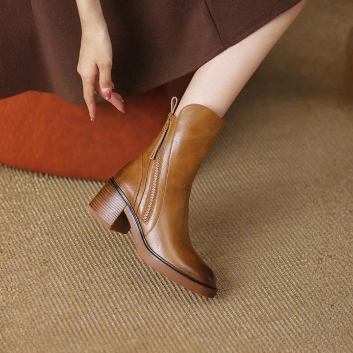 Martina™ | Classic Leather Heel Boots - SUNDRA