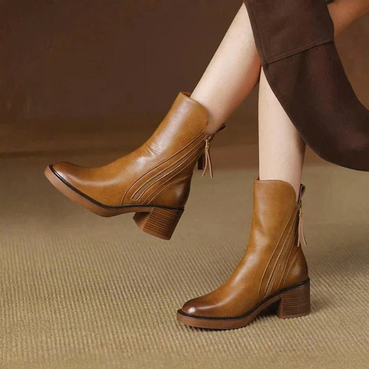 Martina™ | Classic Leather Heel Boots - SUNDRA