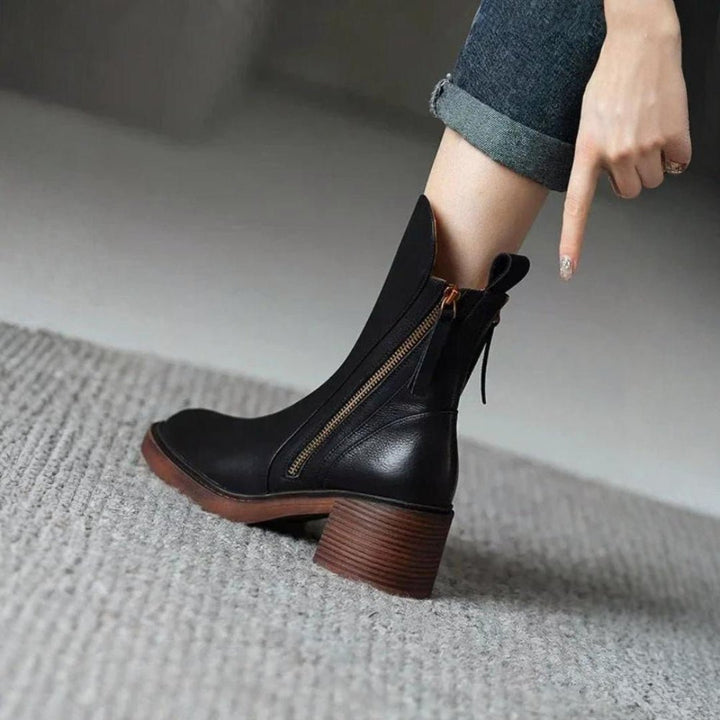 Martina™ | Classic Leather Heel Boots - SUNDRA